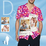 Custom Photo Pink Sweet Heart Hawaiian Shirts Casual Men's Summer Shirts Personalized Birthday Vacation Party Gift