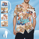 Custom Photo Super Dad Hawaiian Shirts Casual Men's Summer Shirts Personalized Birthday Vacation Party Gift