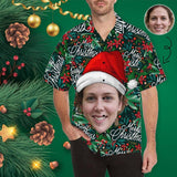 Hawaiian Shirt with Your Face Merry Christmas Custom Print Hawaiian Shirt Birthday Gift for Him