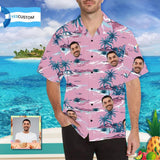 Hawaiian Shirt With Your Face Tropical Printing Trees Pink Create Your Own Hawaiian Shirt for Husband/Boyfriend