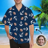 Hawaiian Shirts with Faces on Them Anchor Blue for Boyfriend/Husband Birthday Vacation Party Gift