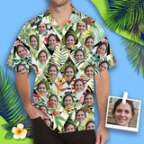 Hawaiian Shirts with Faces on Them Leaves Rhombus Custom Aloha Shirts Birthday Vacation Party Gift for Him
