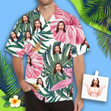 Personalized Hawaiian Shirts with Face Leaves Pink Flowers Create Your Own Hawaiian Shirt for Husband or Boyfriend