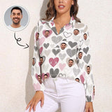 Custom Women's Face Shirt All Over Print Pure Love Hawaiian Shirts Vntage Casual Long Sleeve Hawaiian Shirts Best Gifts for Women
