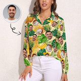 Custom Women's Face Shirt All Over Print Tropical Fruit Hawaiian Shirts Vntage Casual Long Sleeve Hawaiian Shirts Gifts for Women