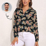 Custom Women's Face Shirt All Over Print Yellow Flower Hawaiian Shirt Vntage Casual Long Sleeve Hawaiian Shirts Best Gifts
