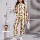 Custom Face Christmas Tree Hoodie Sweatpant Set Personalized Unisex Loose Hoodie Top Outfits