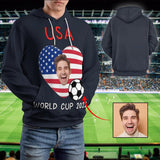 Custom Face Hoodie Football US Flag Hoodie with Design Over Size Hooded Pullover Personalized Face Loose Hoodie Top Outfits For World Cup 2022