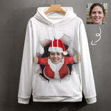 Custom Face Hoodie Santa Claus Plus Size Design Your Own Hoodie Personalized Photo Unisex Loose Hoodie Custom Top Outfits for Christmas