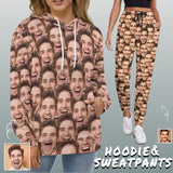 Custom Face Photo Unisex All Over Print Hoodie & Sweatpants Personalized Face Couples Hoodies Customize Loose Hoodie Custom Top Outfits