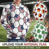 Custom Hoodie With National Flag Over Size Hooded Pullover Personalized Hexagon Pattern Loose Hoodie Top Outfits For World Cup 2022