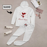 Custom Name White Hoodie Sweatpant Set Personalized Unisex Loose Hoodie Top Outfits
