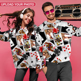 Custom Photo Hoodie Playing Cards Unisex Large Size Design Your Own Hoodie Personalized Loose Hoodie Top Outfits