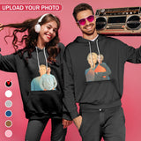 Custom Photo Plus Size Hoodie with Pictures Black Hoodie with Design Ghosting Personalized Face Unisex Loose Hoodie Custom Top Outfits