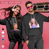 Custom Photo Plus Size Hoodie with Pictures Black Hoodie with Design Personalized Face Unisex Loose Hoodie Custom Top Outfits