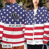 Custom Face USA Flag Women/Men's Bomber Jacket Unisex Outerwear