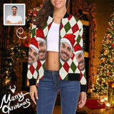 Custom Face Red Plaid Christmas Women's Casual Jacket