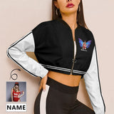 Custom Photo&Name Half Body Wing Women's Cropped Jacket Chiffon Jacket