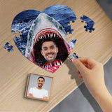 Custom Face Shark Heart-Shaped Jigsaw Puzzle Best Indoor Games 75 Pieces