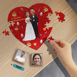 Custom Face&Text Anniversary Heart-Shaped Jigsaw Puzzle Best Indoor Gifts For Lover 75 Pieces