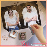 Custom Face Two Angels Wooden Photo Puzzle