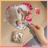 Custom Photo Red Heart-Shaped Jigsaw Puzzle Best Indoor Gifts For Lover 75 Pieces