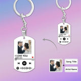 Custom Photo&Text Your Song Engraved Titanium Steel Keychain