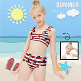 Custom Face American Flag Kid's Strap Swimsuit Put Your Face on Custom Swimwear