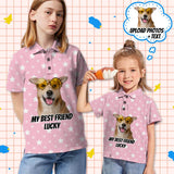 Custom Photo&Text Pink Girls' Polo Shirt