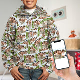 Custom Photo Seamless Stitching Hoodie for 5~15Y Youth Personalized Hooded Pullover Loose Hoodie