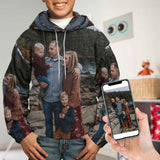 Custom Photo Single Image Hoodie for 5~15Y Youth Personalized Hooded Pullover Loose Hoodie
