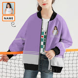 Custom Face&Name Purple Girl's All Over Print Bomber Jacket
