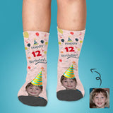 Kids Custom Socks Printed With Face&Text Happy Birthday Kid's Socks Birthday Gift