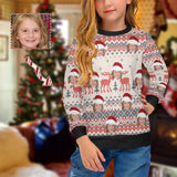 Custom Face Sweater Ugly Christmas Sweater Deer Parttern Personalized Girl's All Over Print Crew Neck Sweater Custom Personalized Christmas Sweater