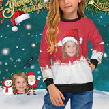 Custom Face Sweater Christmas Hat Personalised Girl's All Over Print Crew Neck Sweater Custom Ugly Sweater For Christmas