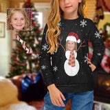 Custom Face Sweater Christmas Snowman Personalized Photo Ugly Sweater For Christmas Girl's All Over Print Crew Neck Sweater