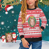 Custom Face Ugly Christmas Sweaters Christmas Love Pattern Personalised Girl's All Over Print Crew Neck Sweater