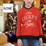 Custom Name Sweater Family Christmas Personalized Girls' All Over Print V-Neck Sweater Custom Ugly Sweater For Christmas
