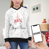 Custom Name Sweaters Unicorn Horns Personalised Girls All Over Print V-Neck Sweater Personalized Ugly Sweater