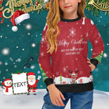 Custom Sweaters with Text Ugly Christmas Sweater Merry Christmas Personalised Girl's All Over Print Crew Neck Sweater