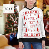 Custom Text Sweater Christmas Personalized Girls' All Over Print V-Neck Sweater Custom Ugly Christmas Sweater With Text