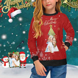 Personalized Ugly Christmas Sweater Custom Photo Christmas Tree Girl's All Over Print Crew Neck Sweater Ugly Sweater With Photo
