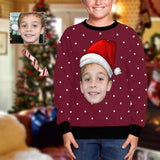 Custom Face Christmas Hat Kids' All Over Print Fuzzy Sweatshirt