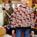 Custom Face Christmas Hat Seamless Kid's Crewneck Sweatshirt