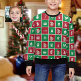 Custom Face Christmas Lattice Kid's Crewneck Sweatshirt