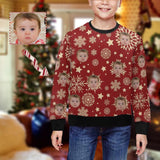 Custom Face Christmas Snowflake Stars Kid's Crewneck Sweatshirt