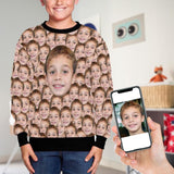 Custom Face Seamless Centered Kids' All Over Print Fuzzy Sweatshirt