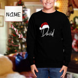 Custom Name Christmas Hat Black Kids' All Over Print Fuzzy Sweatshirt