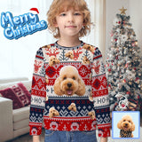 Custom Pet Face Christmas Kids' All Over Print Sweatshirt