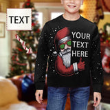 Custom Text Christmas Santa Claus Kid's Crewneck Sweatshirt